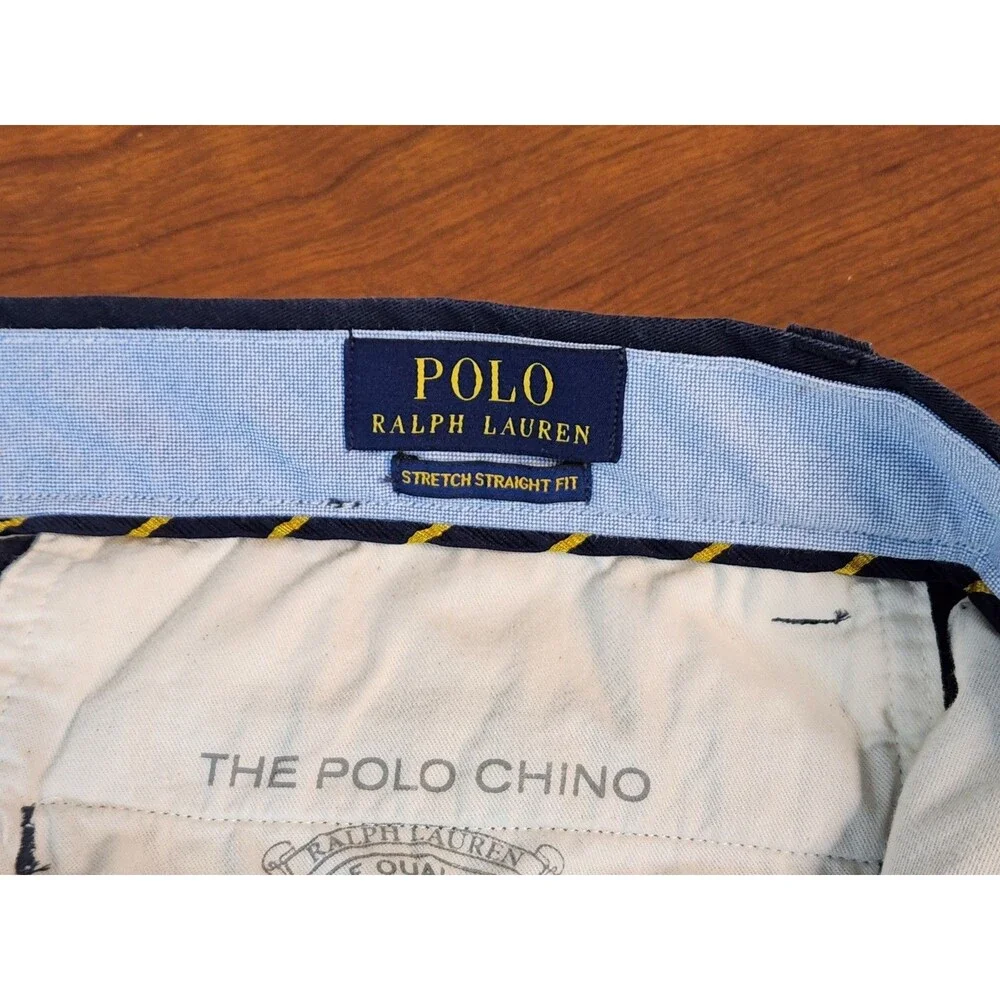 Polo Ralph Lauren Mens Stretch Straight Fit The Polo Chino Navy Blue 34x30